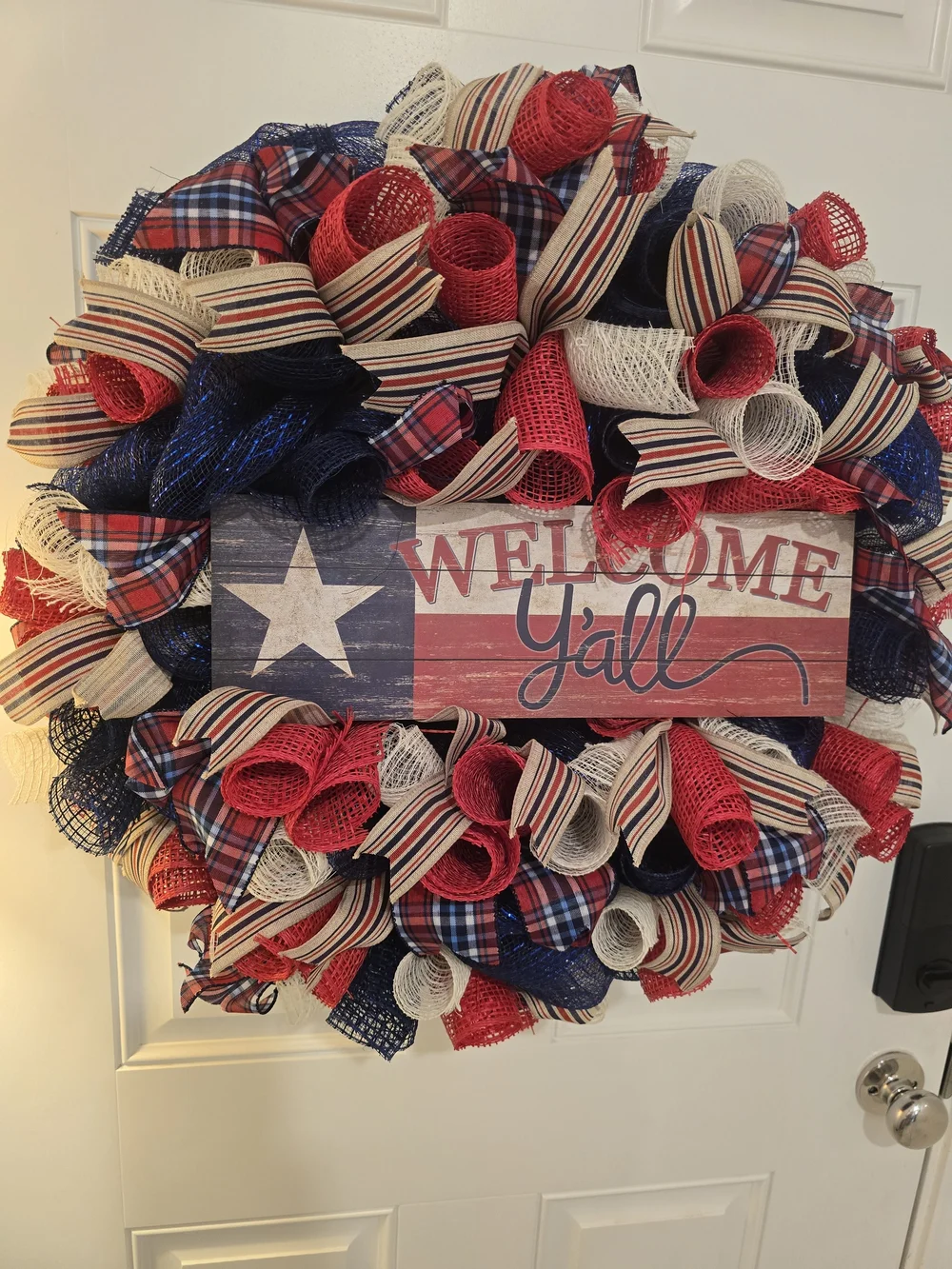 Welcome Y'all Red, White & Blue Holiday Wreath Texas
